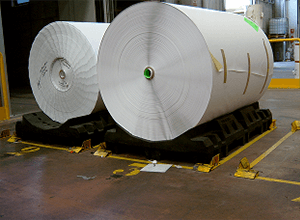 large roll pallets made by the rotational molding process, holding large rolls of paper